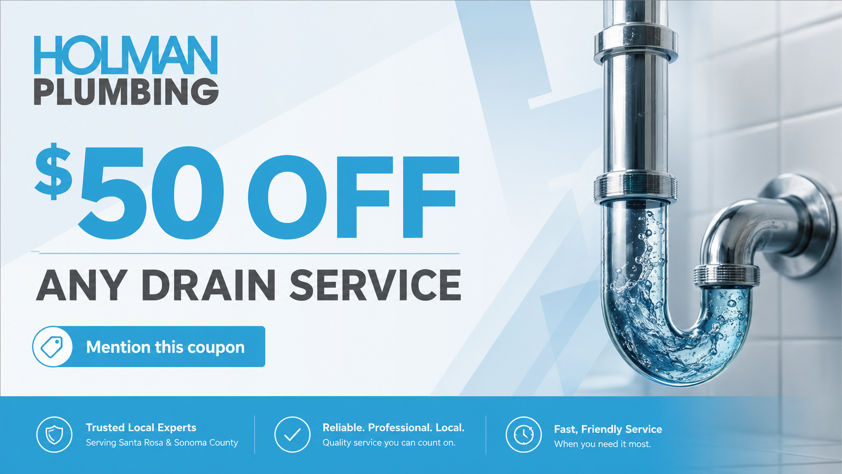 Holman Plumbing Coupon $50 Drain